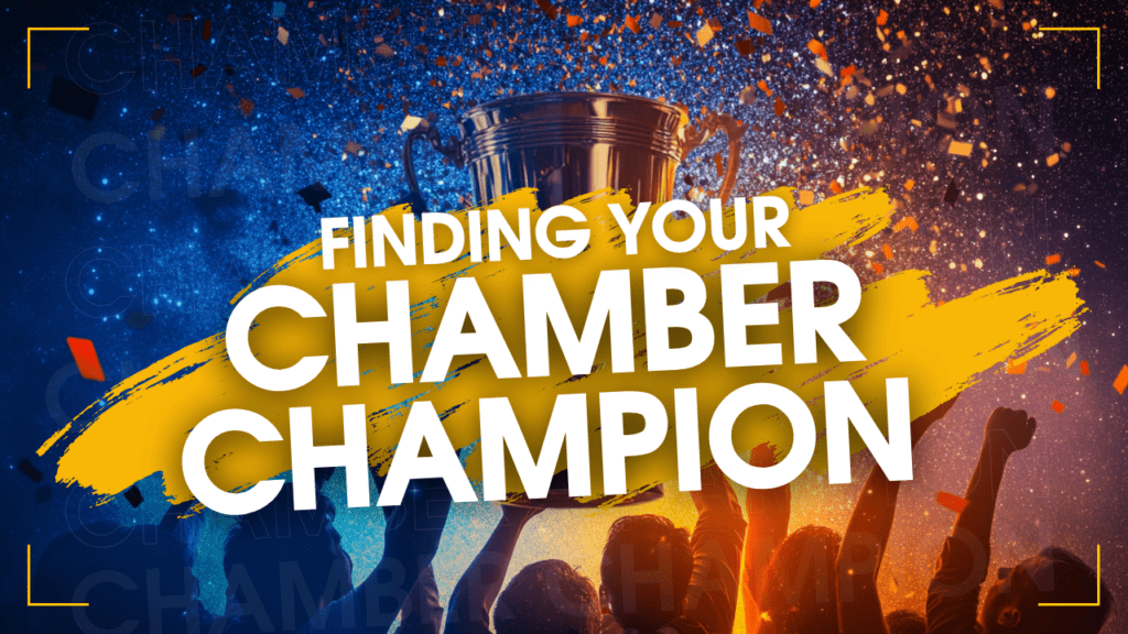 People holding up a trophy - confetti - celebrating - finding your chamber champion