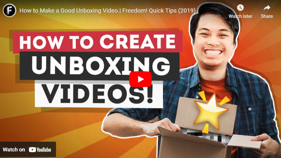 Thumbnail of YouTube video on how to make unboxing video content.  https://www.youtube.com/watch?v=_TjxwUTBwx0