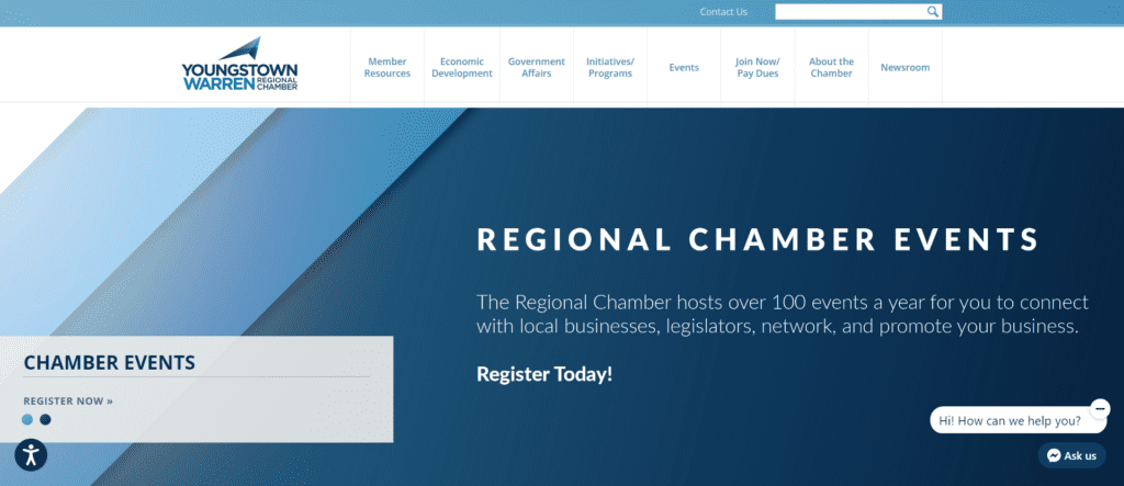 Screenshot from the Youngstown / Warren Regional Chamber of Commerce.