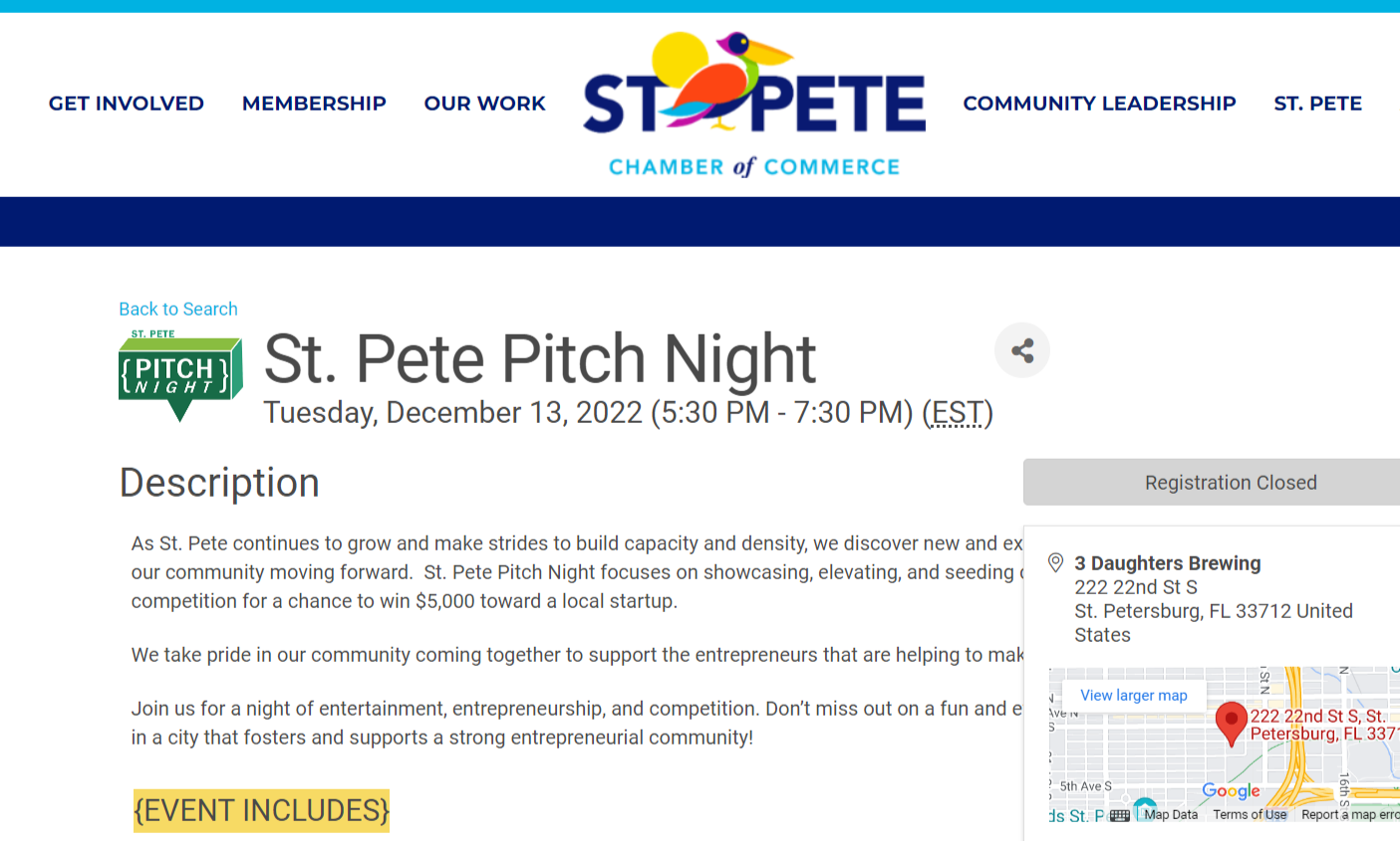 St Pete Chamber of Commerce Pitch Night event.