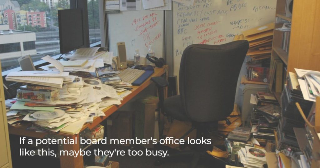 Image of a busy, messy desk - could be a sign of future chamber board problems.