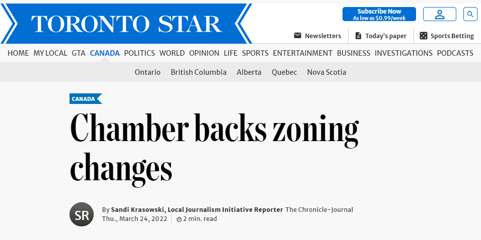 Screenshot of headline in the Toronto Star newspaper.