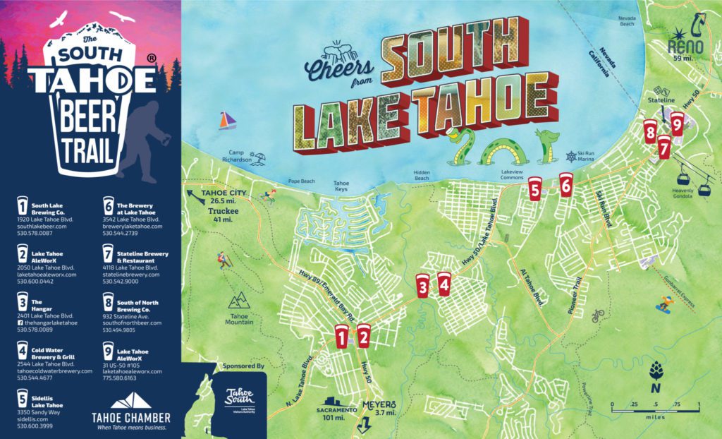 The South Tahoe Beer Trail Map is a specialized chamber membership directory.