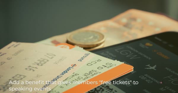 Image of tickets to illustrate the idea of free admission to speakers.