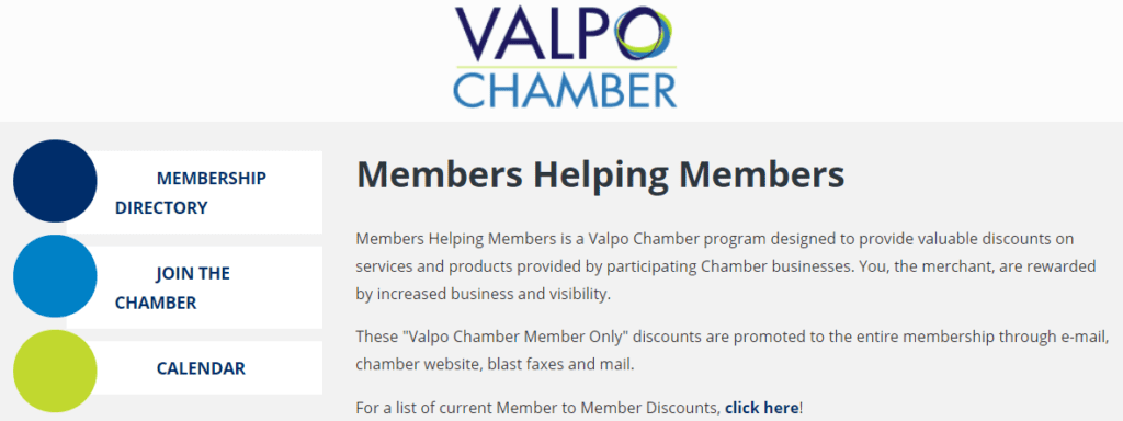 Screenshot of the creative morale-boosting email newsletter content from the Valparaiso, Indiana Chamber of Commerce.
