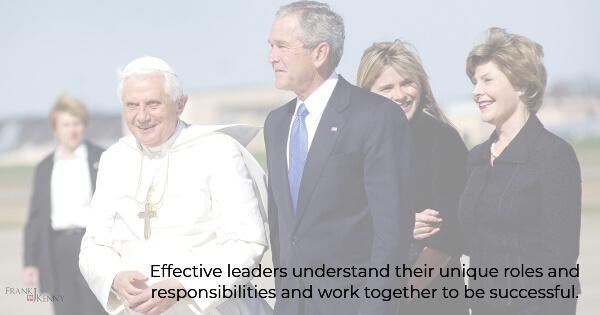 Effective chamber board members and leaders understand their roles and responsibilities. Image of former President George Bush with the Pope.