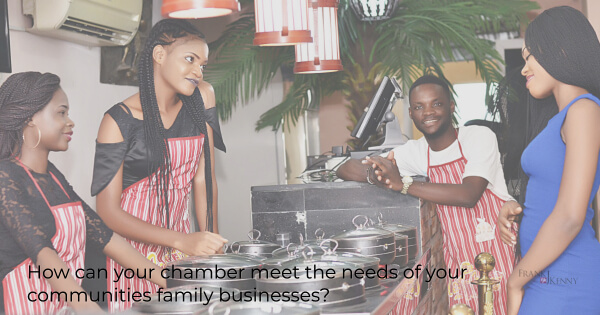 Your chamber of commerce needs to specifically address the needs of family owned business. Image of a young family running a catering business.