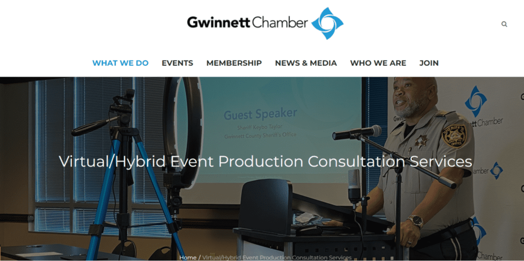 Gwinnett Chamber of commerce offers virtual and hybrid event production services for their members.