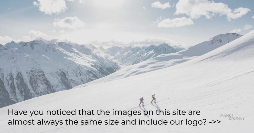 Picture of snow skiers showing how we have a consistent look and feel for images on this site, including the Frank J Kenny logo.