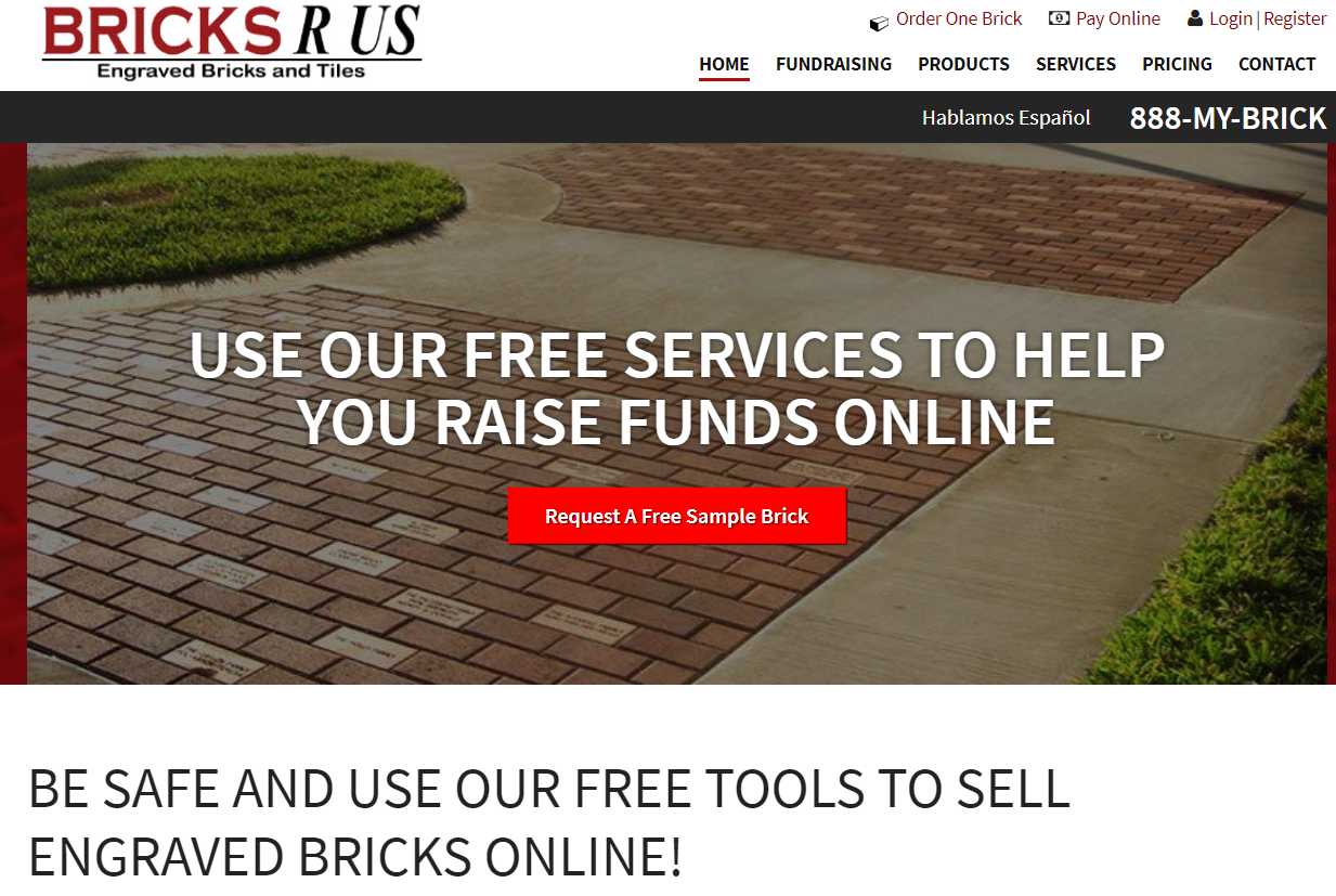 Screenshot from a website selling commemorative bricks.