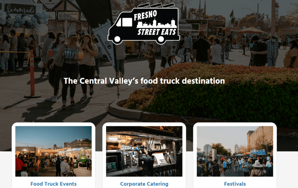 Screenshot from Fresno Street Eats as an example of an organization that could help a one-person chamber organize a profitable event.
