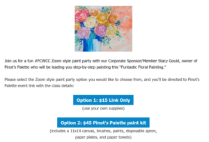Screenshot of Fresno County Women's Chamber Zoom Paint Party Night
