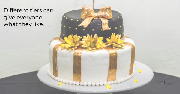 Image of a layered cake to illustrate the idea of using tiers for personalization marketing.