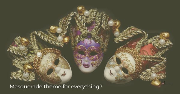 Image of beautiful mardi gras style masks to illustrate them ideas when reopening your chamber events.