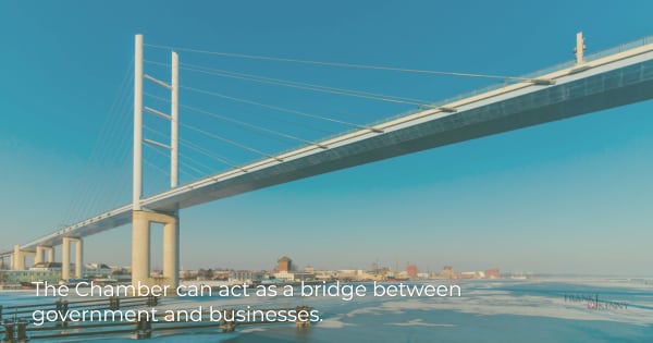 Image of a bridge to illustrate the idea that chamber roundtable discussions are a bridge between government and businesses.