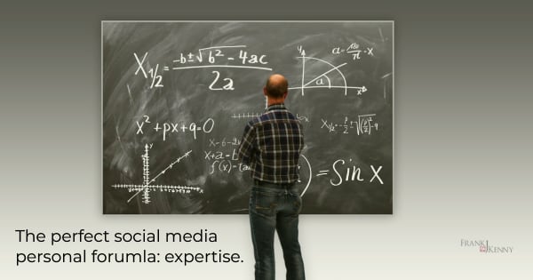 The perfect social media persona is an expert. Image of a man looking at a formula on a chalk board.