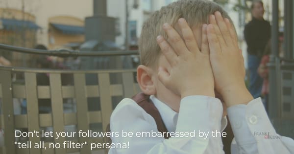 Image of a little kid hiding his face to illustrate the idea that oversharing social media personas embarrass you and your followers.