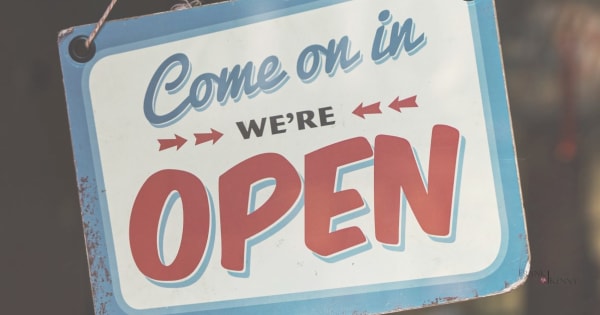 Image of an open sign for a business